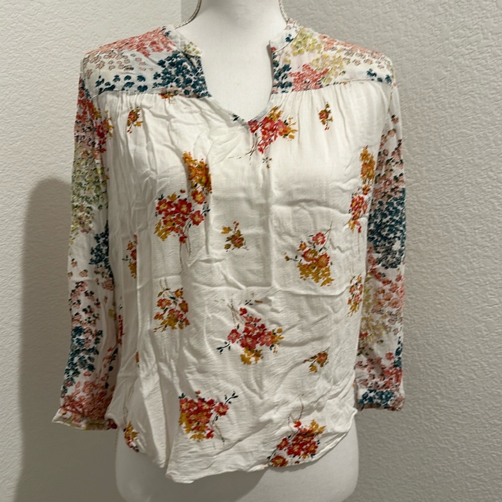 Lucky Brand Size Small Long Sleeve Floral Blouse